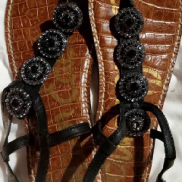 SAM EDELMAN CLASSY BLINGY MEDALLION RHINESTONE STRAPPY FLAT SANDALS DRESSY FANCY - Picture 5 of 10